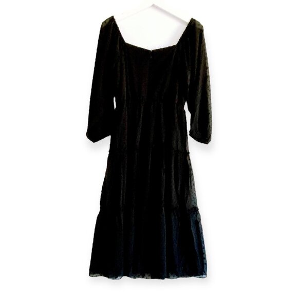 J.Crew Swiss Dot Tiered Midi Dress Black Long Sleeve Sheer Size 2 NWT - Picture 4 of 16